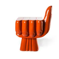 pols potten - fauteuil fist en plastique, polyester laqué couleur orange 38 x 58.28 67 cm made in design