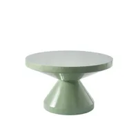 pols potten - table basse zig zag en plastique, polyester laqué couleur vert 60 x cm made in design