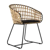 pols potten - fauteuil tokyo en fibre végétale, rotin couleur beige 53 x 78.94 79 cm designer studio made in design