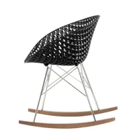 kartell - rocking chair smatrik en plastique, bois couleur noir 58.28 x 61 77 cm designer tokujin yoshioka made in design
