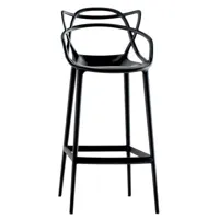 kartell - chaise de bar masters - noir - 55 x 50 x 109 cm - designer philippe starck with eugeni quitllet - plastique, technopolymère thermoplastique recyclé