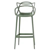 kartell - chaise de bar masters - vert - 55 x 50 x 109 cm - designer philippe starck with eugeni quitllet - plastique, technopolymère thermoplastique recyclé