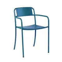 tolix - fauteuil empilable patio en métal, acier inoxydable couleur bleu 50 x 35.5 76 cm designer pauline deltour made in design