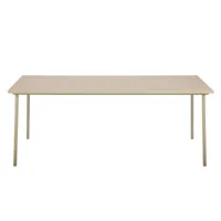 tolix - table rectangulaire patio en métal, acier inoxydable couleur beige 146.12 x 75 cm designer pauline deltour made in design