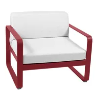 fermob - fauteuil rembourré bellevie en tissu, tissu acrylique couleur rouge 75 x 91.1 56 cm designer pagnon & pelhaître made in design