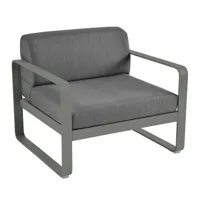 fermob - fauteuil rembourré bellevie en tissu, tissu acrylique couleur gris 85 x 88.11 71 cm designer pagnon & pelhaître made in design