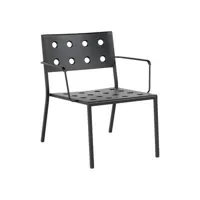 hay - fauteuil lounge empilable balcony - noir - 63 x 77.97 x 72 cm - designer ronan & erwan bouroullec - métal, acier peinture poudre