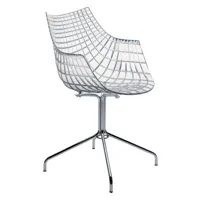 driade - fauteuil meridiana en plastique, acier chromé couleur transparent 57.5 x 61 83.5 cm designer christophe pillet made in design