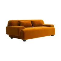 popus editions - canapé 3 places ou + lena en tissu, hêtre massif couleur orange 230 x 95 72 cm designer fanny gicquel made in design