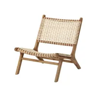 bloomingville - fauteuil bas mobilier fibre - bois naturel - 66 x 71 x 80 cm - bois, rotin