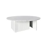 rs barcelona - table basse plec en pierre, marbre couleur blanc 90 x 32 cm designer antoni palleja office made in design