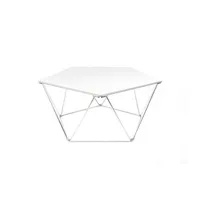 compagnie - table basse penta - blanc - 82 x 88 x 39 cm - designer kim moltzer - bois, acier inoxydable électropoli