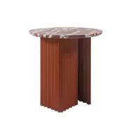 rs barcelona - table basse plec en pierre, marbre couleur rouge 50 x cm designer antoni palleja office made in design