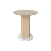 bolia - table d'appoint root en pierre, chêne massif pigmenté blanc couleur bois naturel 42 x 44 cm designer pavel  vetrov made in design