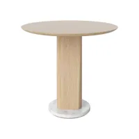 bolia - table basse root en pierre, chêne massif pigmenté blanc couleur bois naturel 60 x 54 cm designer pavel  vetrov made in design