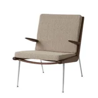 &tradition - fauteuil lounge boomerang en tissu, mousse hr couleur beige 69 x 80 cm designer orla mølgaard-nielsen made in design