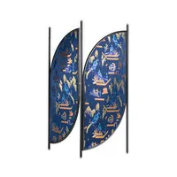 wiener gtv design - paravent feng en tissu, hêtre cintré couleur bleu 140 x 20 194 cm designer testatonda made in