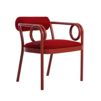 wiener gtv design - fauteuil rembourré loop en bois, hêtre cintré couleur rouge 65 x 66 73.5 cm designer india mahdavi made in