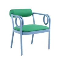 wiener gtv design - fauteuil rembourré loop en bois, hêtre cintré couleur vert 65 x 66 73.5 cm designer india mahdavi made in