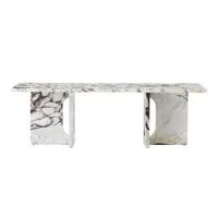 audo copenhagen - table basse androgyne en pierre, marbre calcatta viola couleur beige 120 x 45 37.8 cm designer danielle siggerud made in design