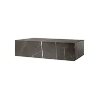 audo copenhagen - table basse plinth en pierre, bois d'acacia couleur gris 100 x 60 27 cm designer norm architects made in design