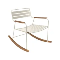 fermob - rocking chair surprising en métal, teck couleur gris 69 x 89 76 cm designer harald guggenbichler made in design