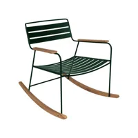 fermob - rocking chair surprising en métal, teck couleur vert 69 x 89 76 cm designer harald guggenbichler made in design