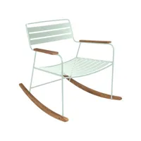 fermob - rocking chair surprising en métal, teck couleur vert 69 x 89 76 cm designer harald guggenbichler made in design