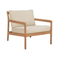 ethnicraft - fauteuil rembourré jack en bois, tissu polypropylène couleur beige 76 x 90 73 cm designer jacques  deneef made in design
