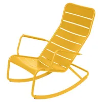 fermob - rocking chair luxembourg en métal, aluminium laqué couleur jaune 92 x 71 104 cm designer frédéric sofia made in design