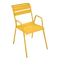 fermob - fauteuil bridge empilable monceau en métal, acier peint couleur jaune 64.5 x 52 85 cm designer studio made in design