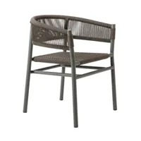 ethimo - fauteuil empilable kilt en tissu, corde synthétique tressée couleur gris 60 x 54 74 cm designer marcello ziliani made in design