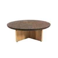 ethimo - table basse cross en liège, liège bruni couleur bois naturel 10 x 100 33 cm designer patrick norguet made in design