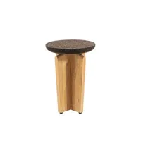 ethimo - table d'appoint cross en liège, liège bruni couleur bois naturel 40 x 54 cm designer patrick norguet made in design