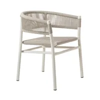 ethimo - fauteuil empilable kilt en tissu, corde synthétique tressée couleur beige 60 x 54 74 cm designer marcello ziliani made in design