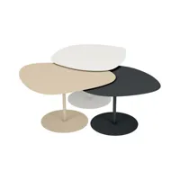 matière grise - tables gigognes galet en métal, aluminium couleur gris 174 x 202 116 cm designer luc jozancy made in design
