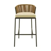 cinna - chaise de bar lapel en plastique, rotin synthétique tressé couleur beige 56.5 x 52.5 98 cm designer busetti garuti redaelli made in design