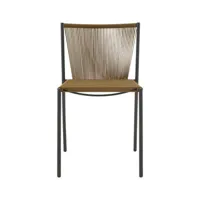 cinna - chaise empilable stresa en tissu, corde polypropylène couleur beige 58 x 46 79 cm designer didier gomez made in design