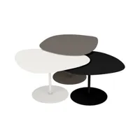 matière grise - tables gigognes galet en métal, aluminium couleur noir 174 x 202 116 cm designer luc jozancy made in design