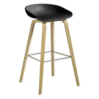 hay - tabouret de bar about a stool en plastique, chêne laqué couleur noir 46 x 50 86 cm designer hee welling made in design
