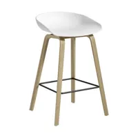 hay - tabouret de bar about a stool en plastique, chêne laqué couleur blanc 46 x 50 86 cm designer hee welling made in design