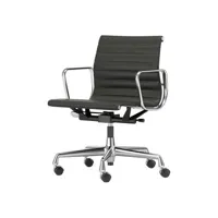 vitra - fauteuil à roulettes eames aluminium en cuir, cuir de vache couleur noir 830 x 56 52 cm designer charles & ray made in design