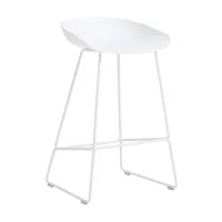 hay - tabouret de bar about a stool en plastique, polypropylène recyclé couleur blanc 50 x 48 85 cm designer hee welling made in design