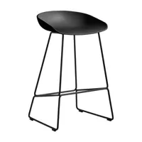 hay - tabouret de bar about a stool en plastique, polypropylène recyclé couleur noir 50 x 48 85 cm designer hee welling made in design