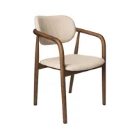 pols potten - fauteuil rembourré fauteuil bois - beige - 59 x 58 x 90 cm - tissu, frêne