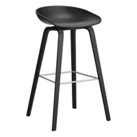 hay - tabouret de bar about a stool en plastique, polypropylène recyclé couleur noir 50 x 46 85 cm designer hee welling made in design