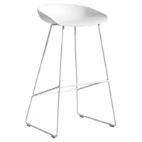 hay - tabouret de bar about a stool en plastique, polypropylène recyclé couleur blanc 50 x 48 85 cm designer hee welling made in design