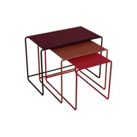 fermob - tables gigognes oulala en métal, acier couleur multicolore 55 x 30 40 cm designer studio made in design