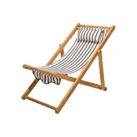 business & pleasure - chaise longue pliable inclinable sling chair en tissu, toile outdoor pleasuretex couleur noir 136 x 67 7 cm made in design