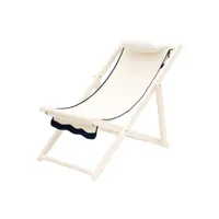 business & pleasure - chaise longue pliable inclinable sling chair en tissu, toile outdoor pleasuretex couleur blanc 136 x 67 7 cm made in design